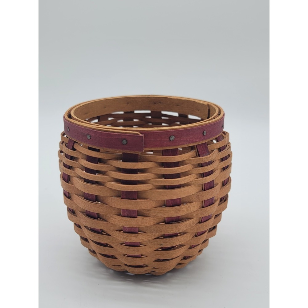 Longaberger Round Strawberry Basket Small Wood Woven Ohio USA - Picture 4 of 8
